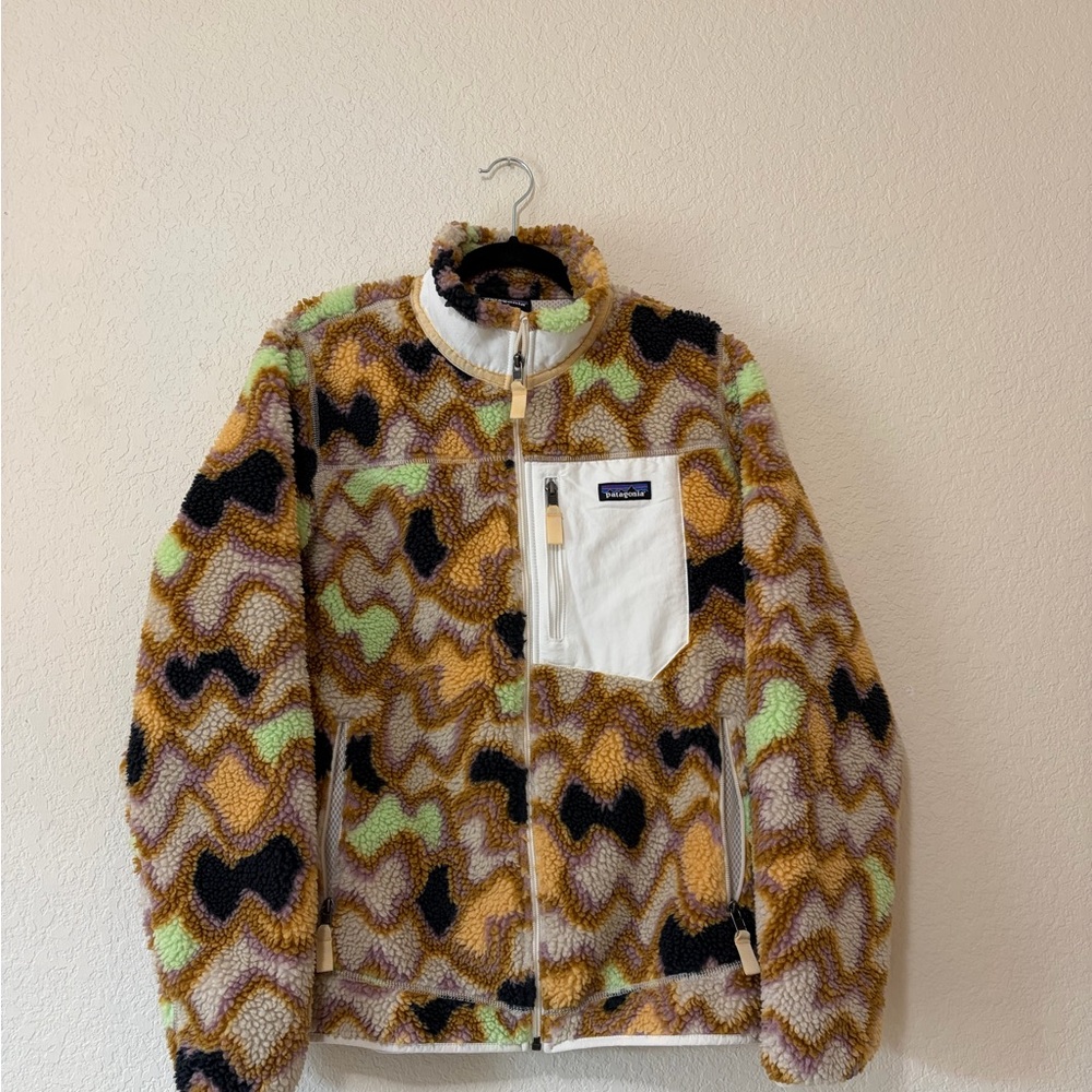 Patagonia Multicolor Sherpa Fleece Jacket with Cream Pocket